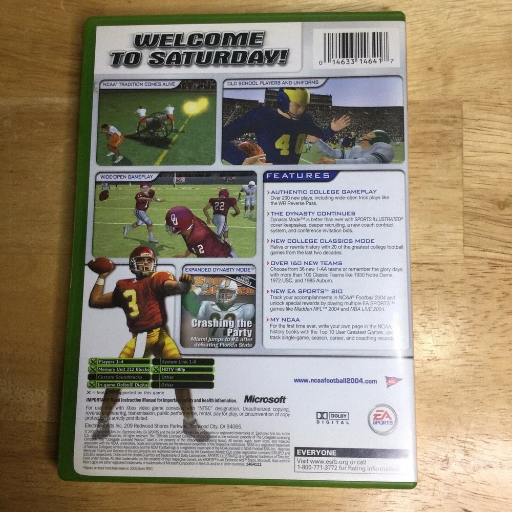 MICROSOFT‎ XBOX EA SPORTS NCAA FOOTBALL 2004 And 2009
